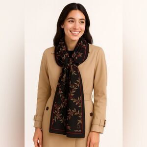 Oscar Elegant Black and Red Floral Scarf